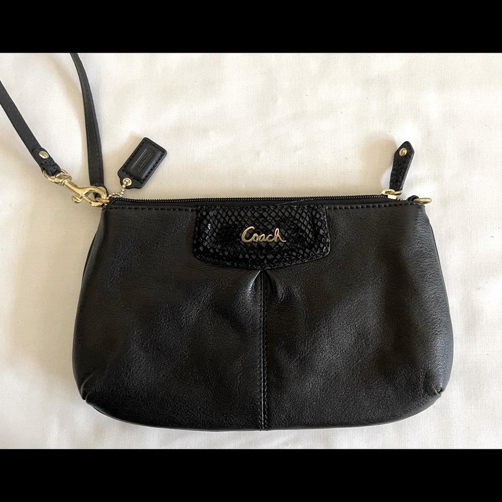 Coach Black Leather Wristlet Clutch
